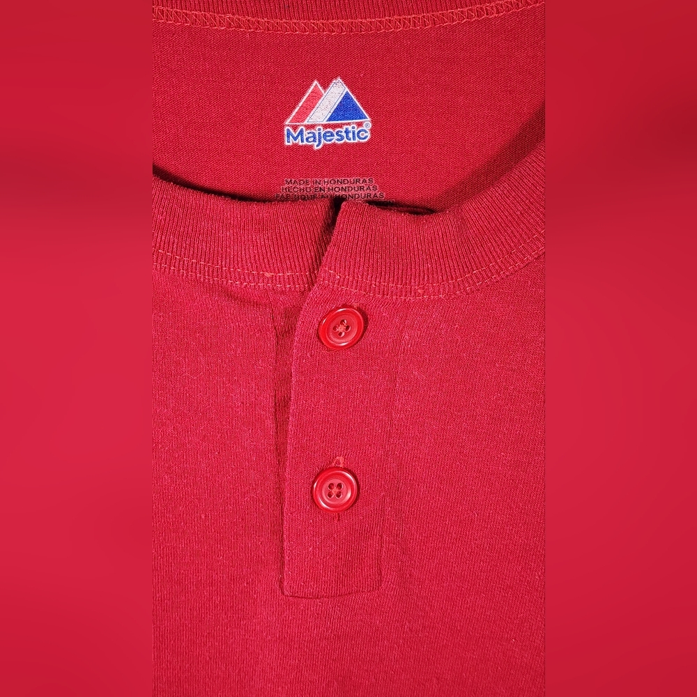 MAJESTIC MLB WASHINGTON NATIONALS  BUTTON TOP SHORT SLEEVE TSHIRT LARGE RED - Picture 3 of 6